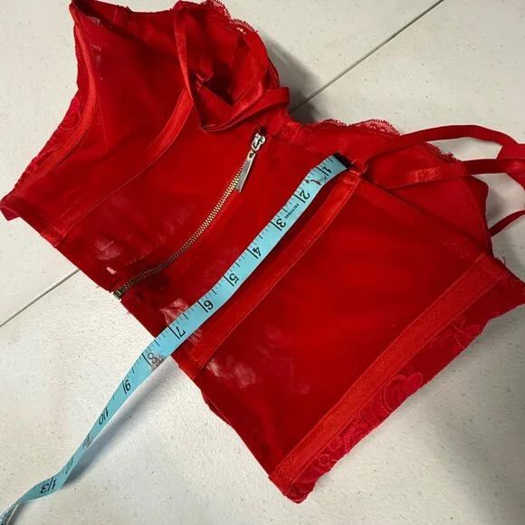 Say What Corset Crop top, Lace, Red, Medium - Picture 7 of 7
